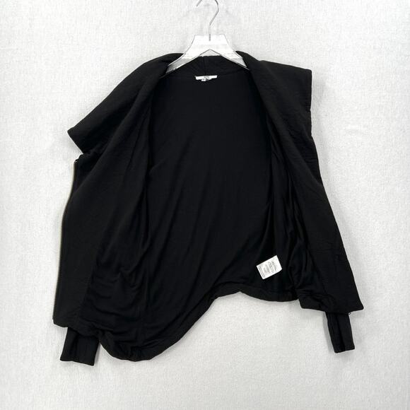 HELMUT LANG Villous Asymmetric Moto Jacket XS Black Sweatshirt Knit Full Zip - Picture 9 of 12